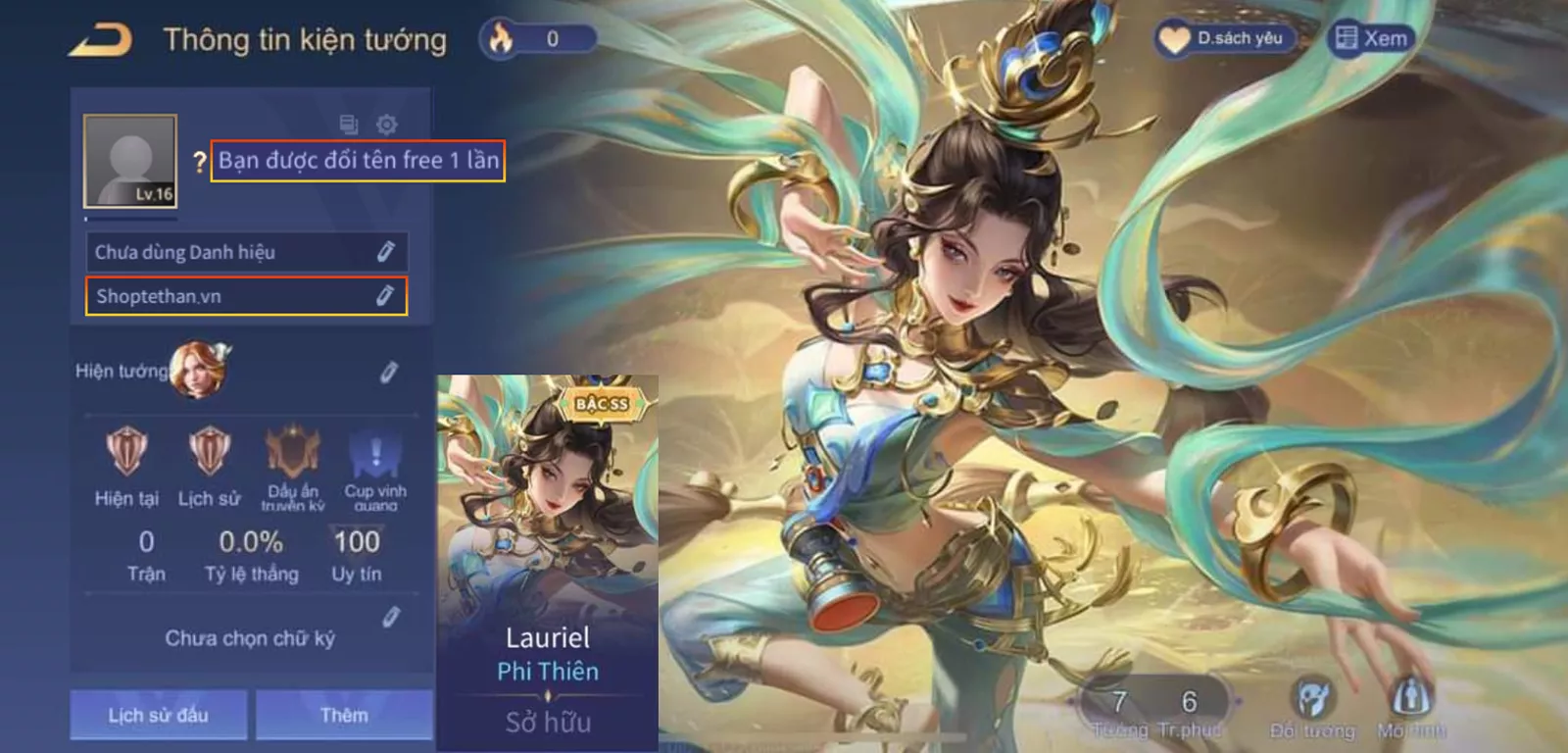 (SALE) ACC REG:  Lauriel phi thiên… sẵn tướng, free đổi tên, trắng thông tin